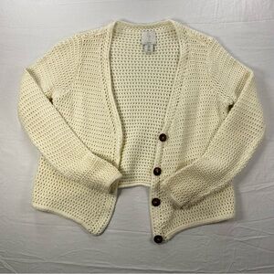 Joie Women's Cropped Knit Cardigan Cream Size Small